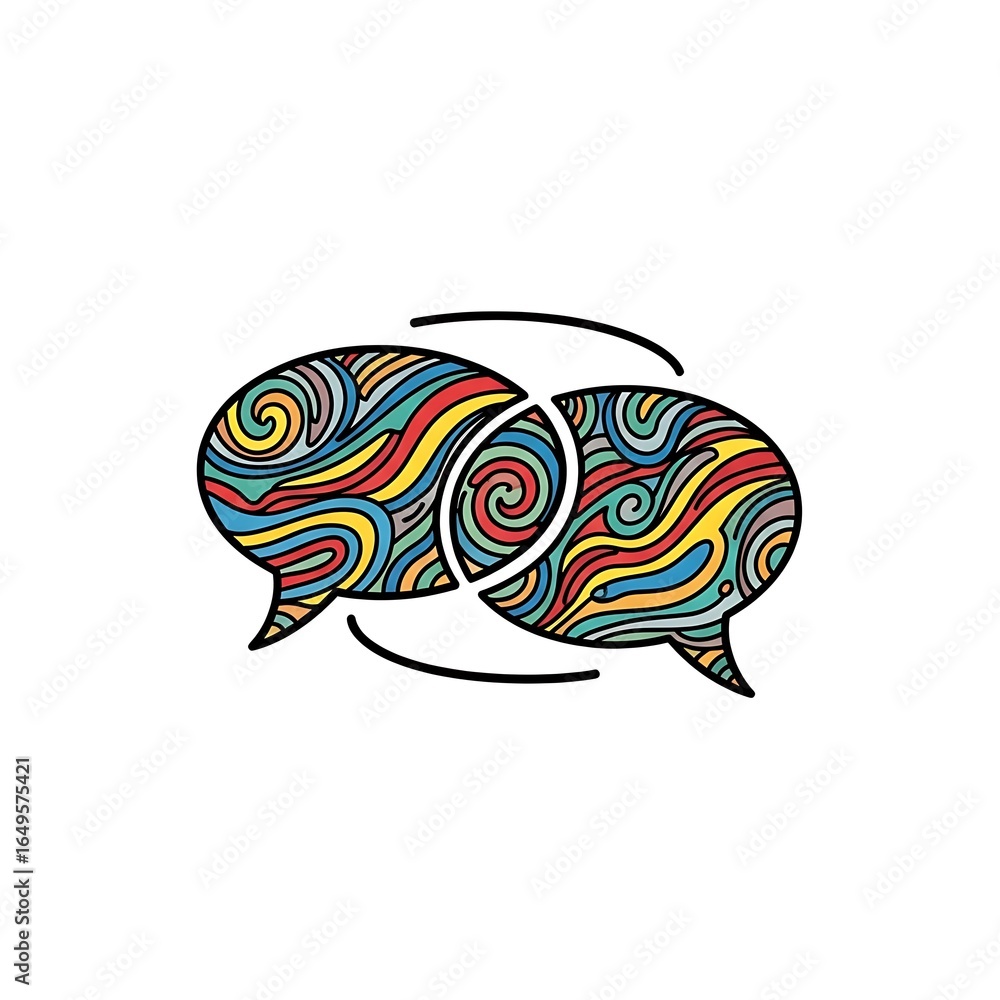 Obraz premium Colorful decorative speech bubbles connected together.
