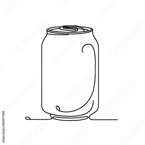 Continuous line drawing of a soda can in minimalist style  