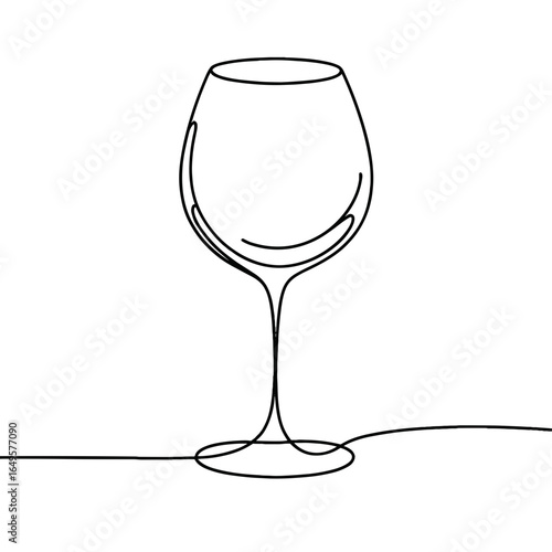 One-line drawing of a wine glass in minimalist style  