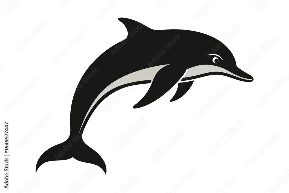 Fototapeta premium Stylized Dolphin Illustration with TwoTone Coloring and Clear White Background