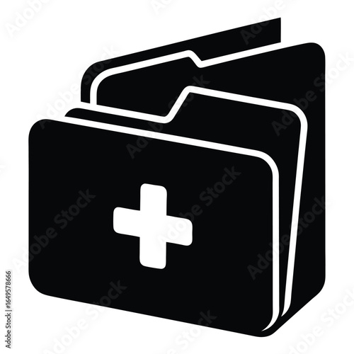 Medical file folder silhouette icon for healthcare and documentation