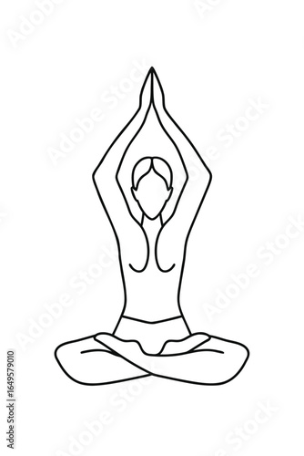 A minimalist single line drawing a person in a yoga pose meditation