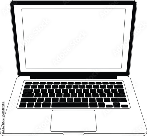 Modern silver laptop with blank screen and keyboard