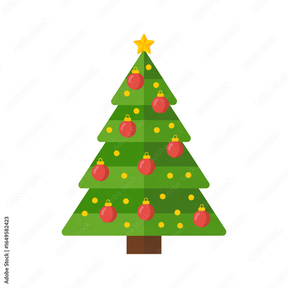Fototapeta premium Decorated Christmas Tree isolated on a transparent background