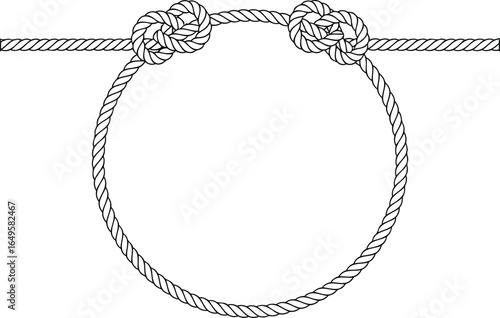 Two figure eight knots tied on a rope loop