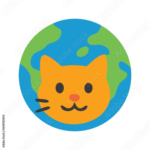 Orange cats face on planet earth  quirky design for animal or space enthusiasts, petrelated projects, or scifi themes.