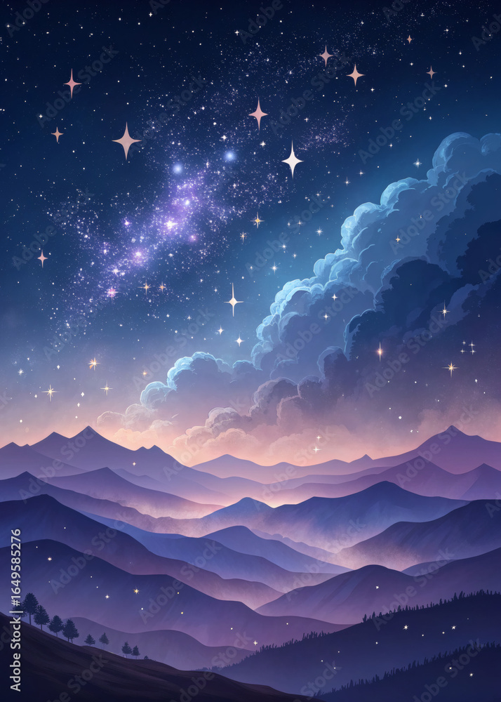 Obraz premium starry sky over the mountains