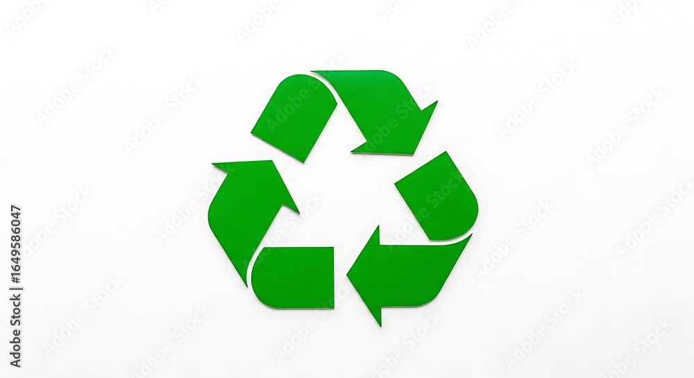 Fototapeta premium Green recycling symbol on a white background.