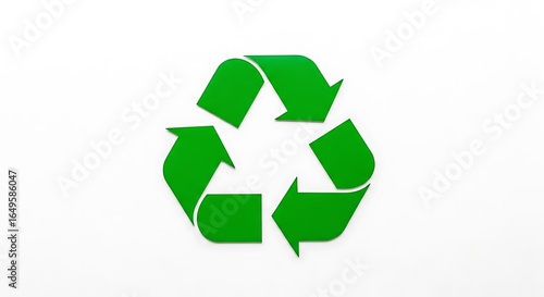 Green recycling symbol on a white background.