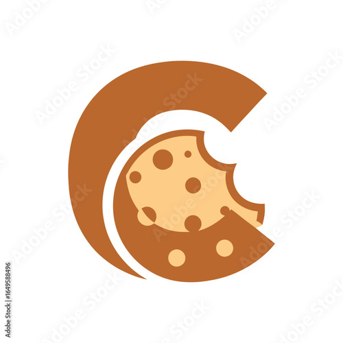 Stylized letter C with a bite taken out of a cookie.