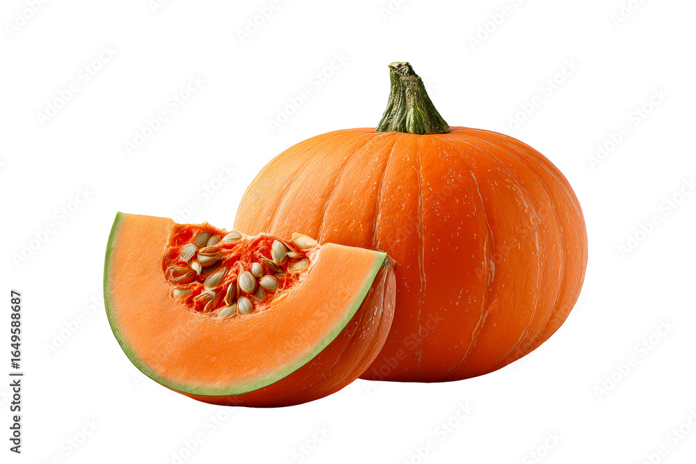 Vibrant pumpkin slice on display Vibrant pumpkin slice on display