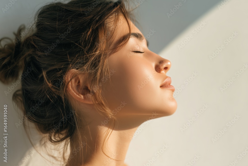 Naklejka premium Sun-Kissed Peace A Therapeutic Moment of Self-Care for Mental Health