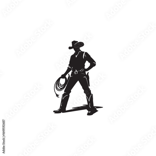 black silhouette vector of a cowboy. cowboy black silhouette.