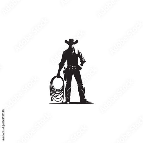 black silhouette vector of a cowboy. cowboy black silhouette.