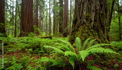 Lush forest floor with ferns and giants