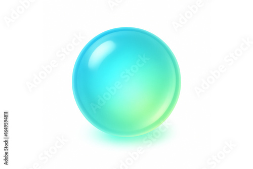 3D icon of a transparent sphere with internal gradient glow shifting from blue to green, soft light emission, on white background, square format, clean 3D style