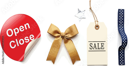 Realistic Sale Stickers and Promotional Banners Set