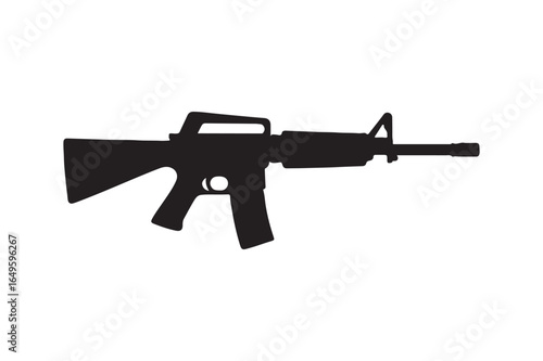 Rifle silhouette vector art illustration on white background