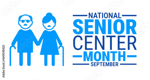 National Senior Center Month background, banner, card or poster design template is observed every year during September, to raise awareness about the mission. Vector illustration.