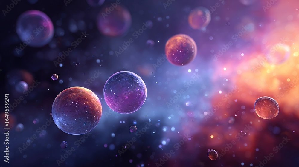 Fototapeta premium Abstract space bubbles background image