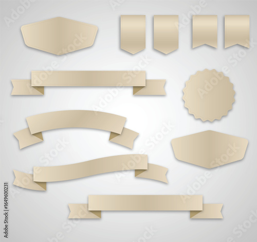 3d realistic gold ribbons set. Ribbons collection isolated on white background.