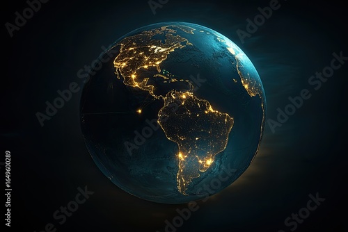 Fototapeta Naklejka Na Ścianę i Meble -  Earth at night, illuminated city lights