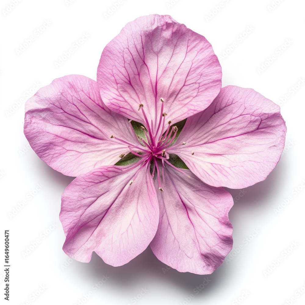 Obraz premium Delicate, light pink flower, centered on white