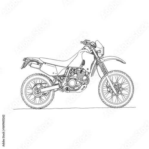Line Art Illustration of a Dirt Bike Motorcycle.