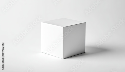Blank white cube box on white background