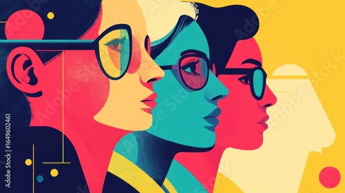 Colorful Portraits of Stylish Individuals with Glasses