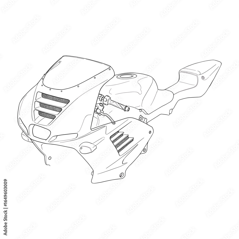 Motorcycle Line Art Illustration.
