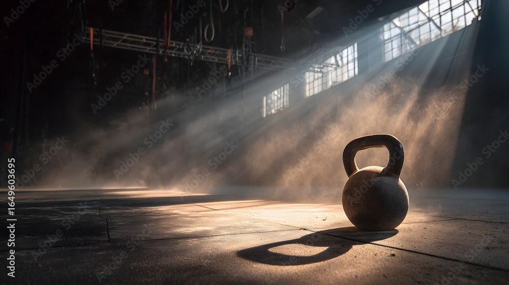 custom made wallpaper toronto digitalKettlebell surrounded by chalk dust in a sunlit gym