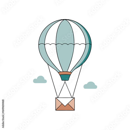 Classic hot air balloon vintage vector sketch