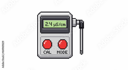 Digital Conductivity Meter for Measuring Water Quality in Pixel Art Style