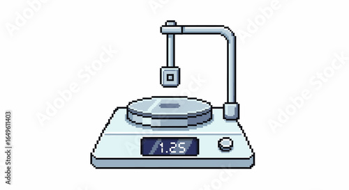 Pixelated Scale Illustration Precise Measurement of Weight and Balance in Science