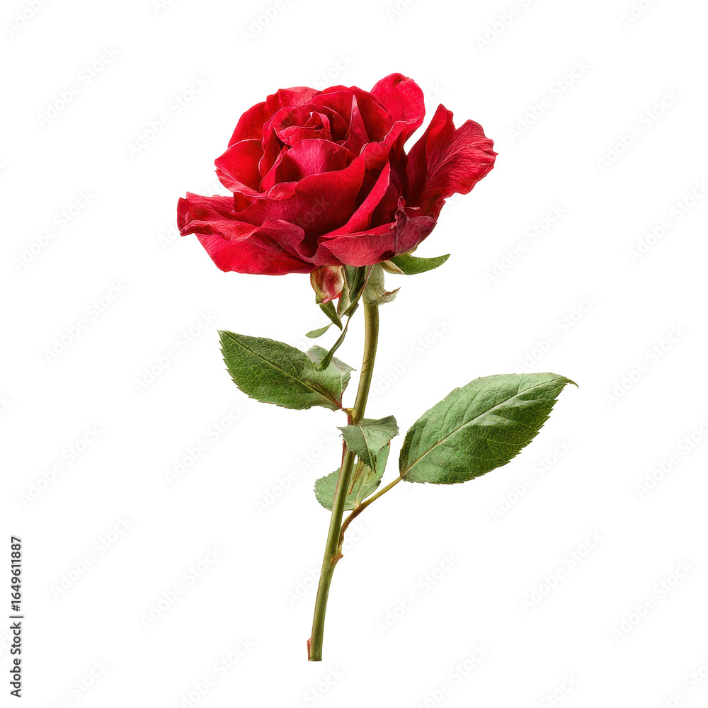 Obraz premium A vibrant red rose, isolated on transparent background