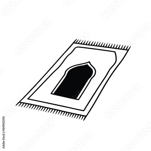 Islamic Prayer Rug Icon – Minimal Black and Gold Vector Design