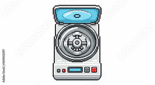 Pixel Art Centrifuge Illustration for Scientific Research and Medical Analysis