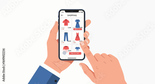 Effortless shopping! Browse stylish clothing on mobile app for easy online purchase and fast delivery, a modern shopping experience
