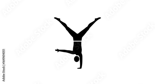 Man standing on one hand minimalist black and white