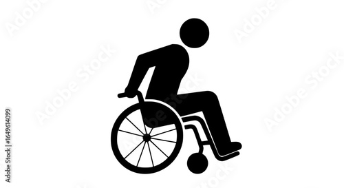 Man in a wheelchair minimalist black and white icon 