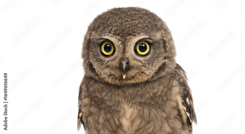 Naklejka premium 愛らしいフクロウの瞳 柔らかな光浴びて微笑む. AI Generated