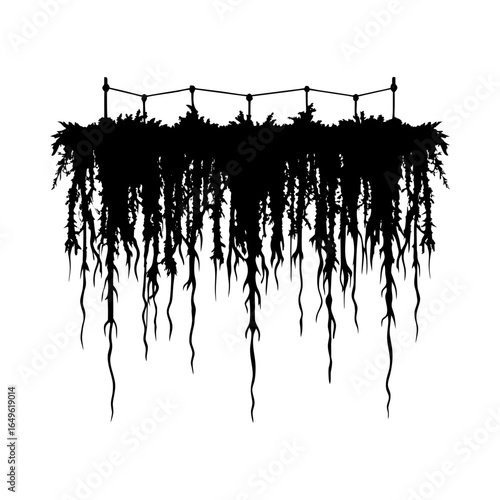 Plant hanging from wire string lights decorative silhouette