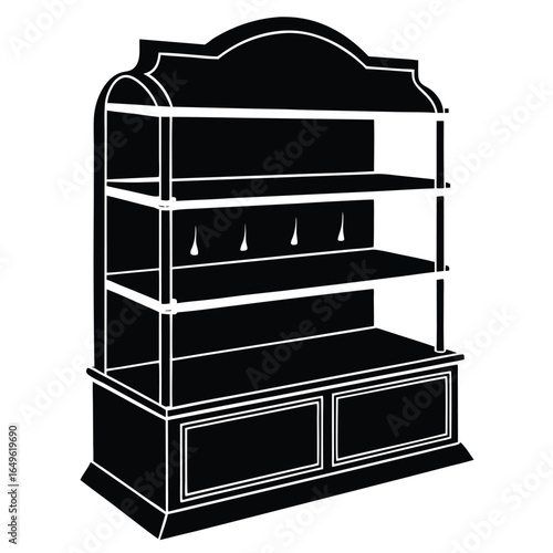 Modern retail display shelf silhouette for product presentation