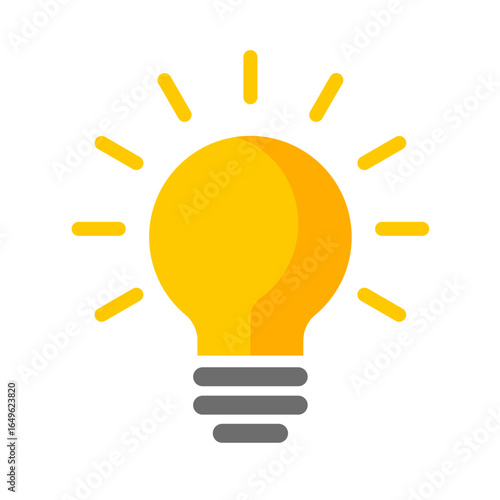 Light bulb with rays of light, vector icon