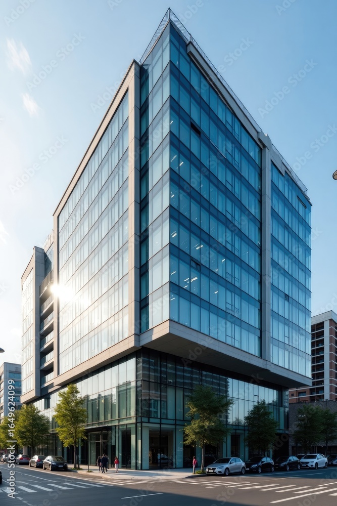 Fototapeta premium Modern office building with glass facade.