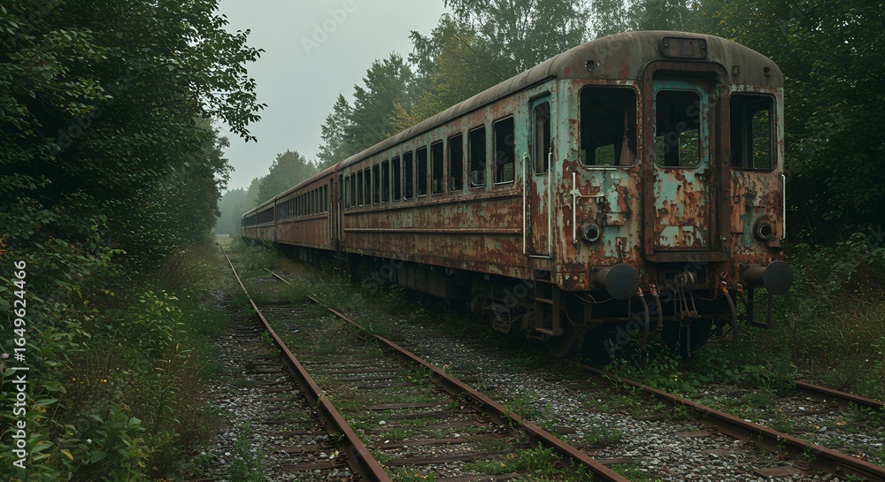 Fototapeta premium abandoned train car on rusty tracks