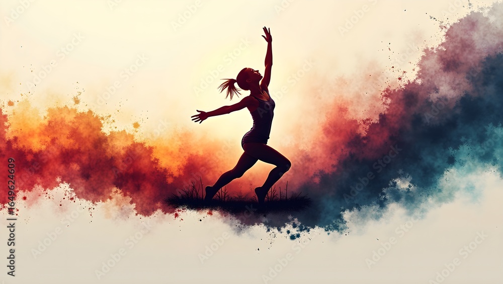 Naklejka premium Artistic Gymnastics Silhouette Montage with Motion Trail