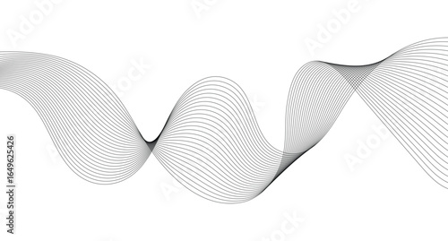 Minimal Abstract Black Wave Lines on White Background. Perfect for wallpaper, poster, branding, presentation, decoration and sound frequency track or voice equalizer speaker.