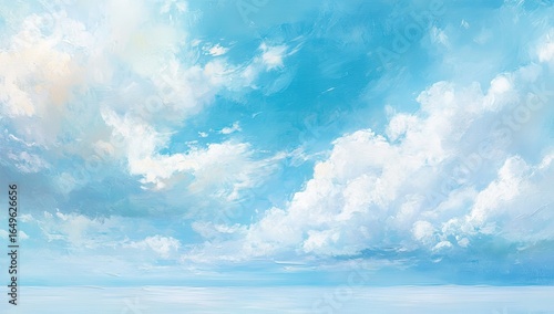 Vast, painted sky, soft clouds, gentle light
